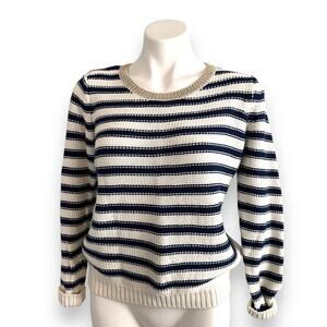 H&M Sweater Striped White and Blue Nautical Preppy Spring Trendy  Size S